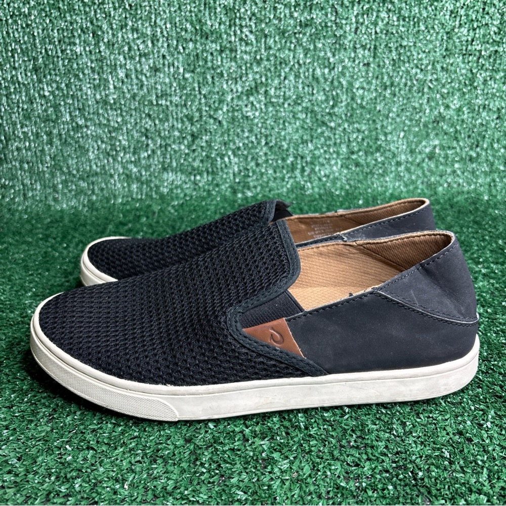 OluKai Pehuea Womens Size 7.5 Black Mesh Slip On Casual Shoes Sneakers - Picture 3 of 12